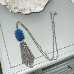 Kendra Scott periwinkle and silver Rayne long necklace